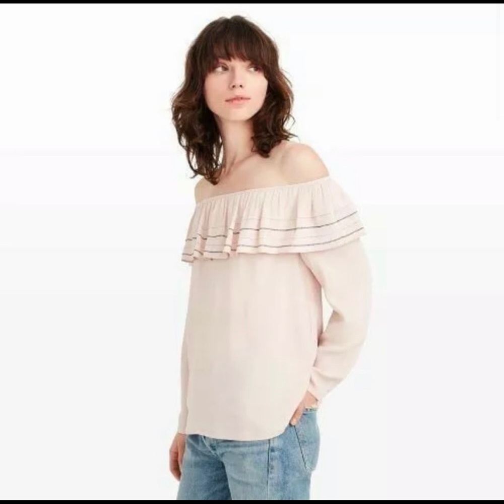 Club Monaco light pink ruffle off the shoulder blouse - size small